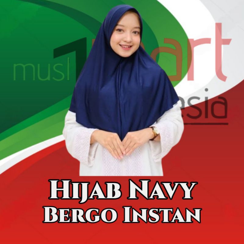 Kerudung Instan / Hijab Bergo SMP Navy Biru Dongker