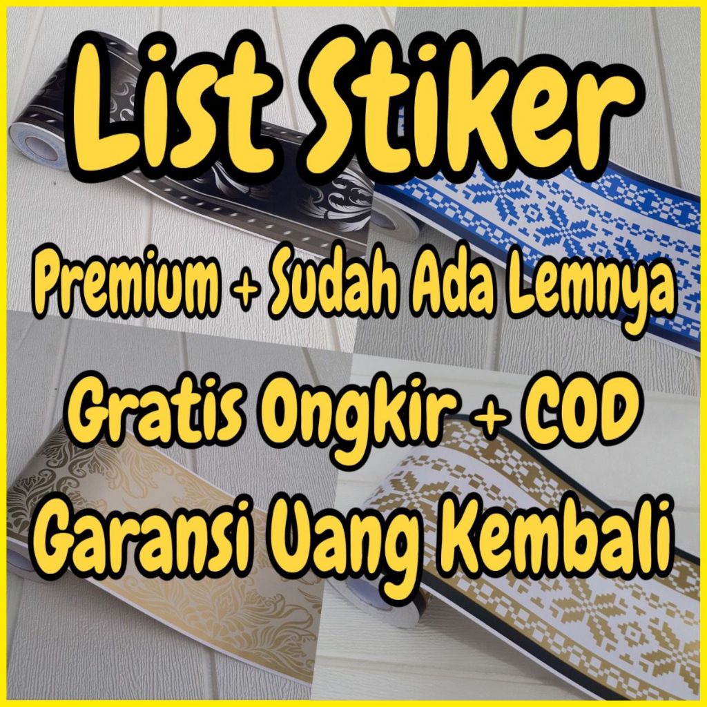 Wallpaper Stiker Border Lis Sticker Wallstiker Motif Bunga Merah Hitam Biru List Border Border Water