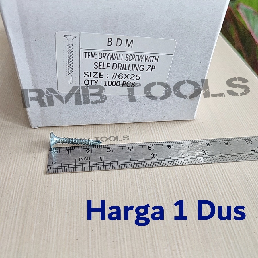 6x25 Sekrup Roofing Drywall Screw FH Buggle Head SDS #6 / #6x1" Dus