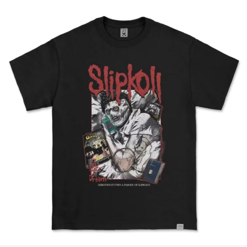 Kaos Skena Plesetan Band Parodi Lucu Slipkoll Hitam T-shirt Band Slipkoll Slipknot Parodi Band music