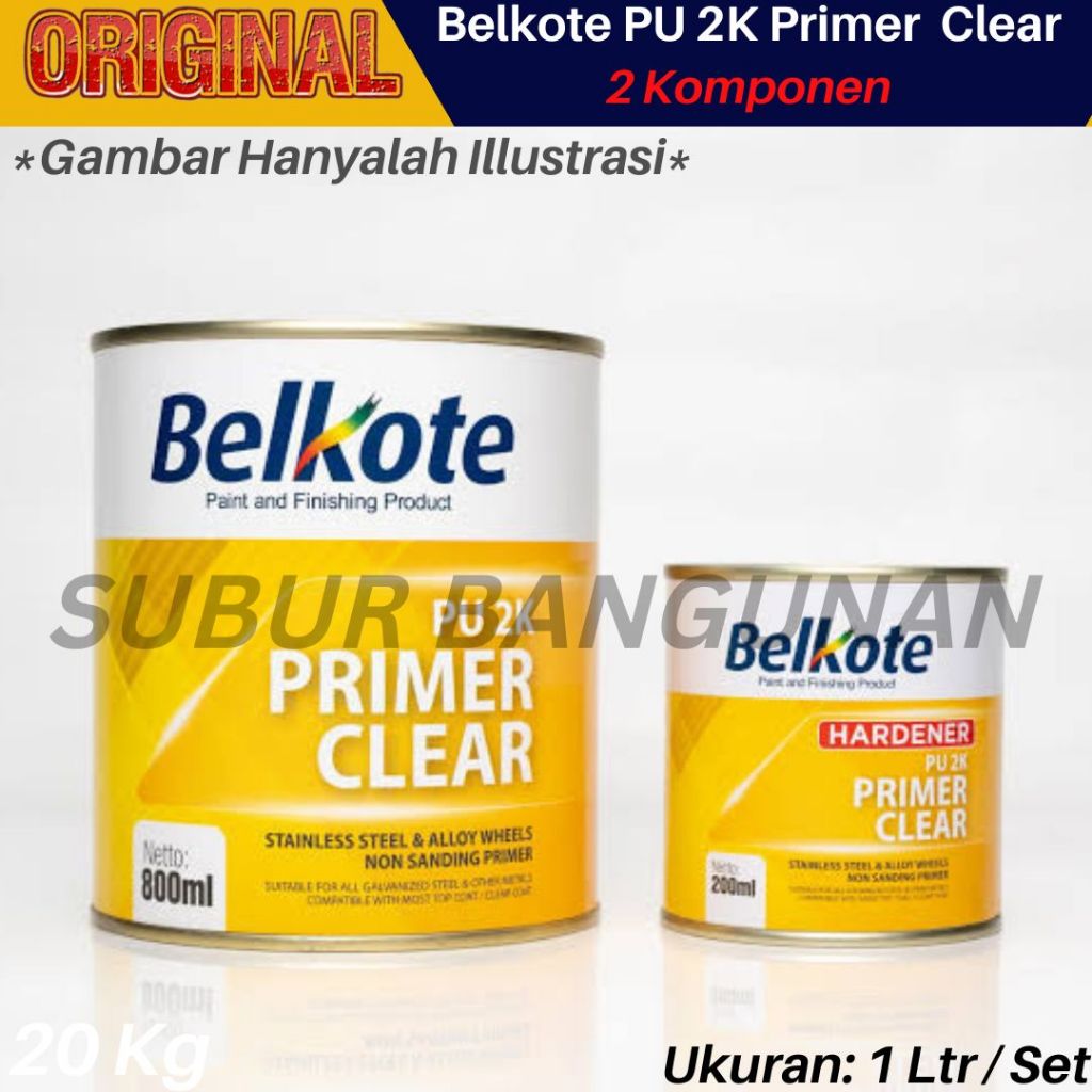 BELKOTE PU 2K Primer Clear (1L set) Dasar Stainless Steel Alloy