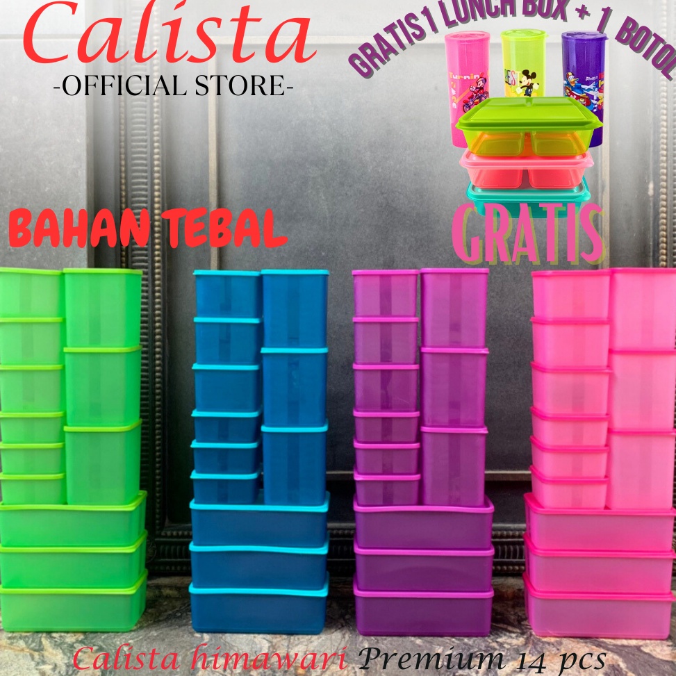 Lariza  CALISTA  TOPLES PLASTIK CALISTA HIMAWARI SET ISI 14PCS FOOD CONTAINER PREP KULKAS SET TEMPAT