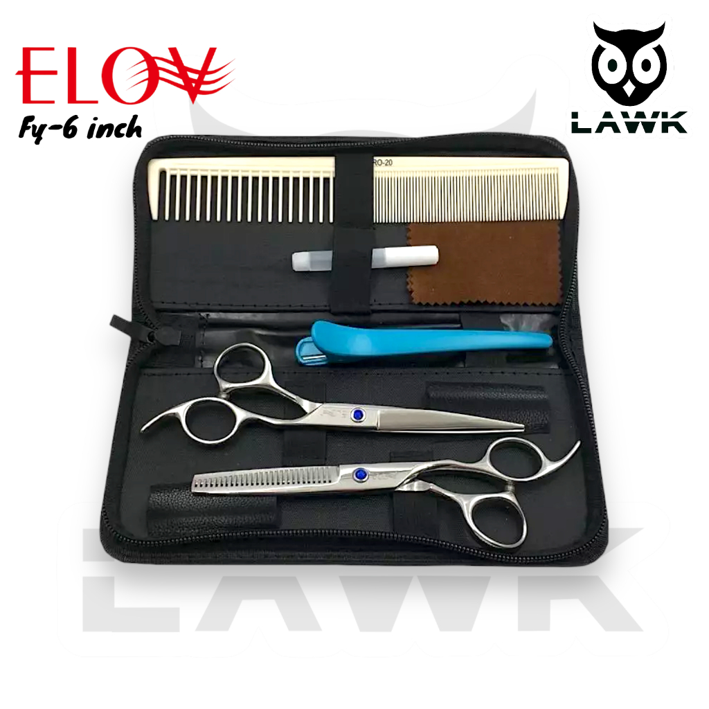 ELOV FY 6 INCH SET GUNTING POTONG RAMBUT DAN GUNTING SASAK CACAH 6 INCH