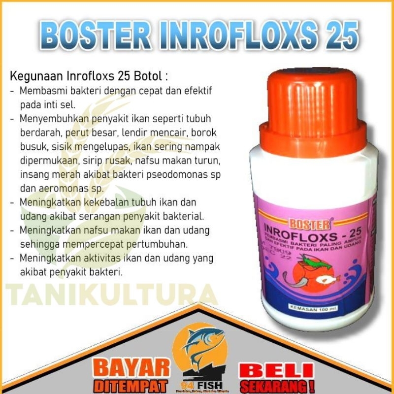 BOSTER INROFLOK 25 cair antibiotik ikan ORIGINAL