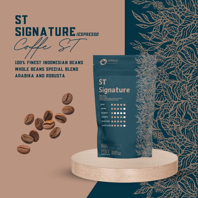 

Kopi Bubuk Special Blend, ST Signature Espresso Ground Coffe 200Gr