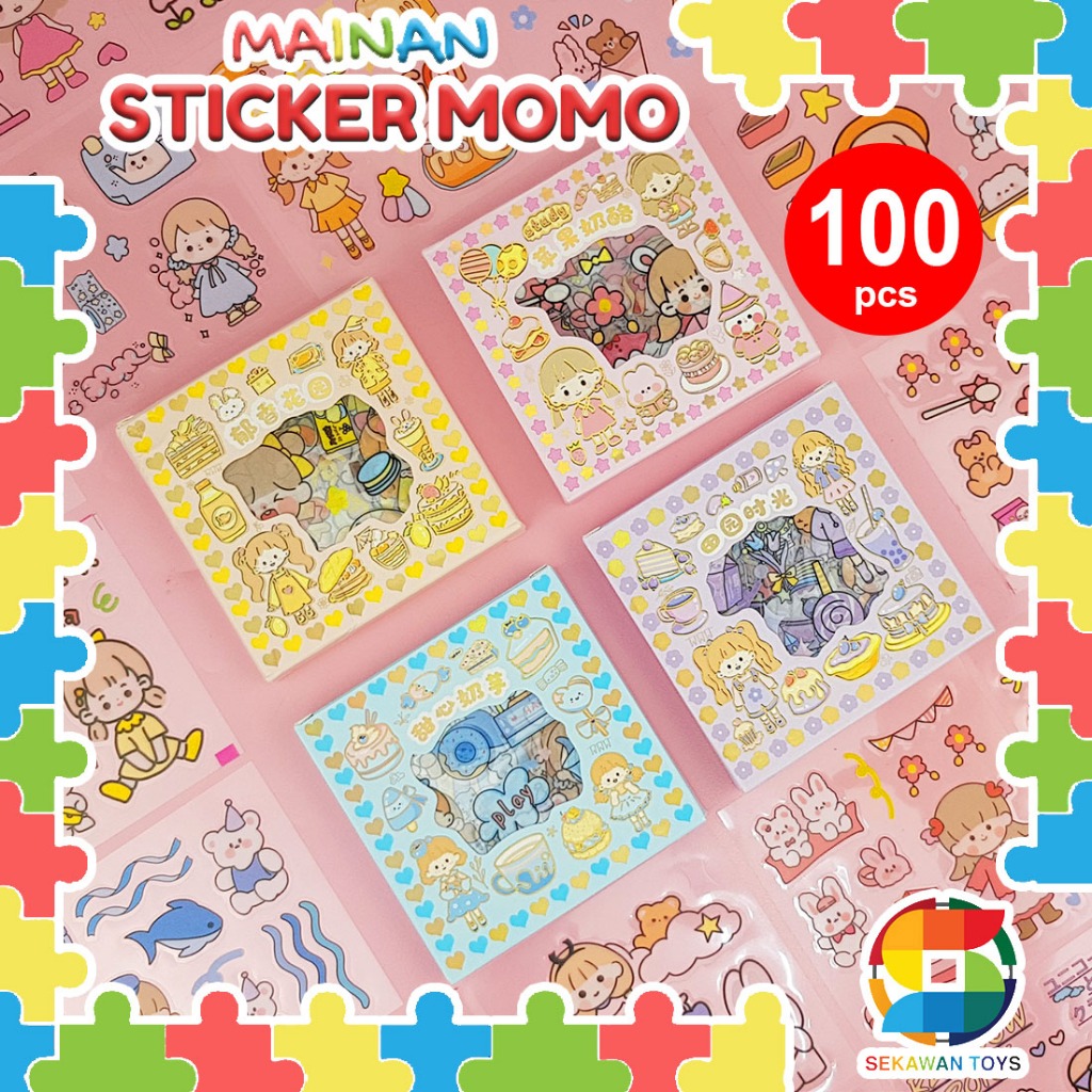 

100 Lembar Sticker Momo/ Sticker Jurnal Asthetic / Stiker Momo Botol Minum Lucu