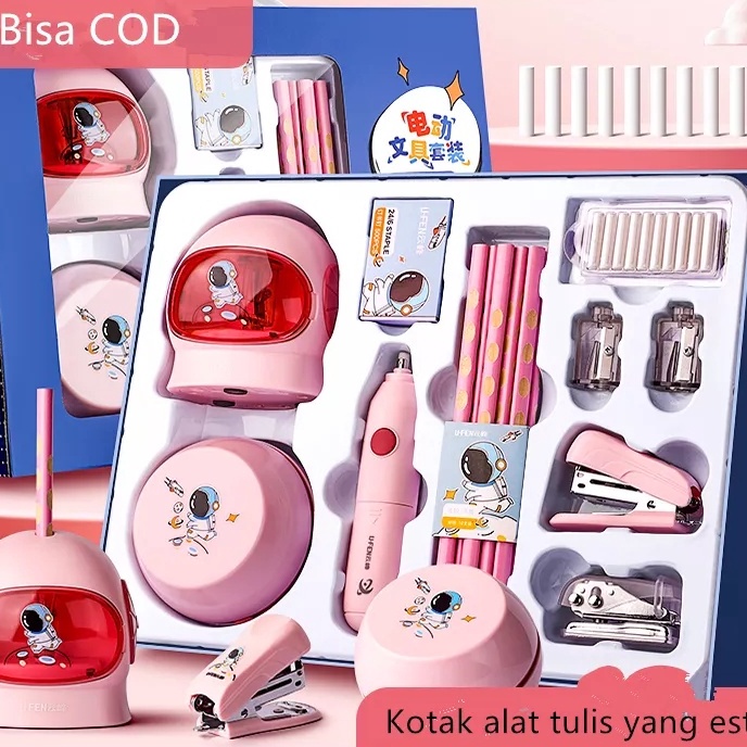 

KF7 Electric Stationery Set Set Alat Tulis Elektrik Rautan Penghapus Vacuum Pensil 11 In 1