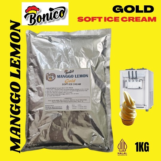 Bonico MANGGO LEMON GOLD Soft Serve Ice Cream Powder 1 kg premix Serbuk Tepung bubuk es krim Mangga 