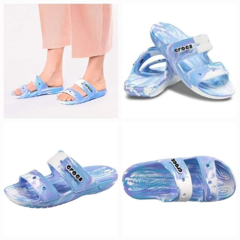 SALEEE 100% Original Crocs Unisex  Klasik Tie Dye Dua Tali Sandals Kode produk : 207701-FK