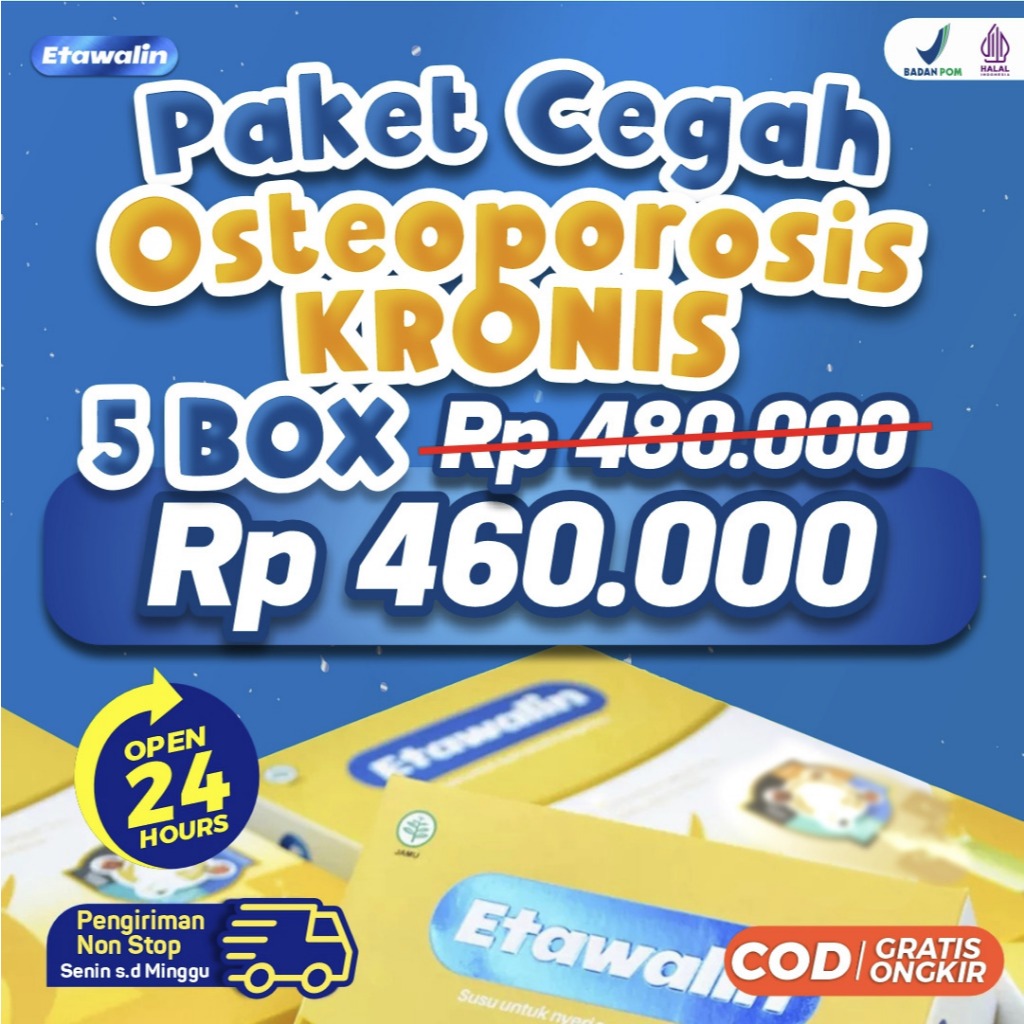 

Paket 5 Box Etawalin – Paket Osteoporosis Kronis Susu Kambing Etawa Tingkatkan Kepadatan & Kesehatan Tulang Sendi Susu Anti Asam Urat Rematik Reumatik Nyeri Sendi.