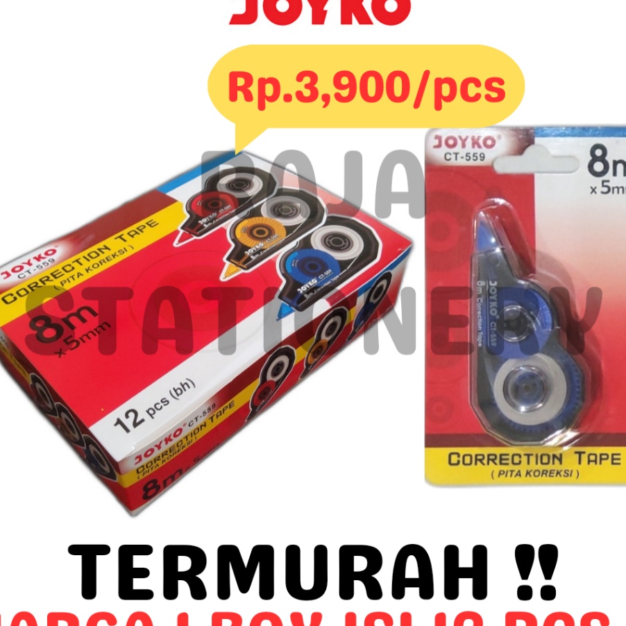 

Bonuskan JOYKO CORRECTION TAPE 8m TIPEX KES JOYKO TIPE X TIP CT559 12PCS