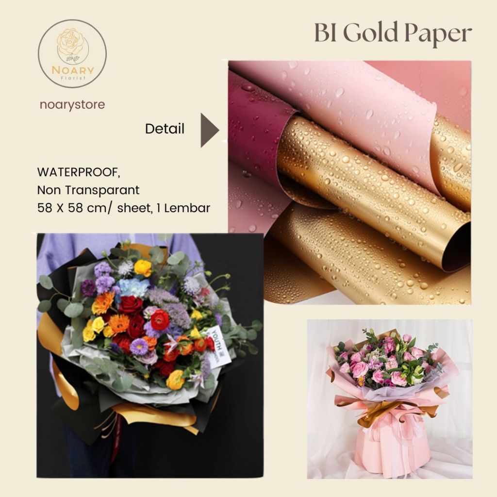 

BI GOLD PAPER / Flower Wrapping / Cellophane / Wrap / Kertas Bunga / Kertas Kado / Flower Paper