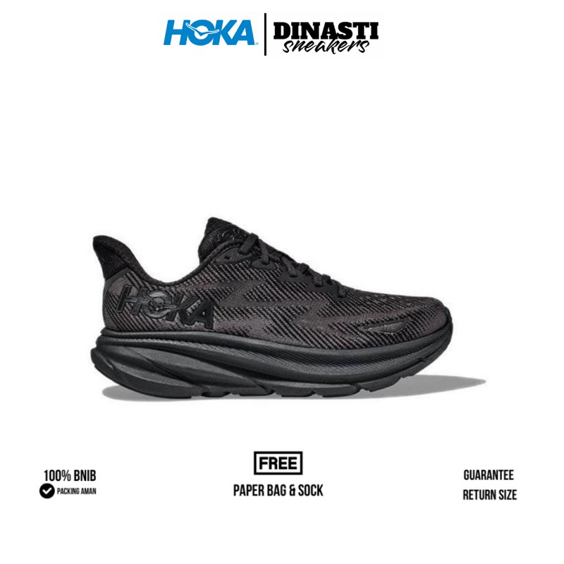 Hoka Clifton 9 Road Running Shoes - Black / Black
