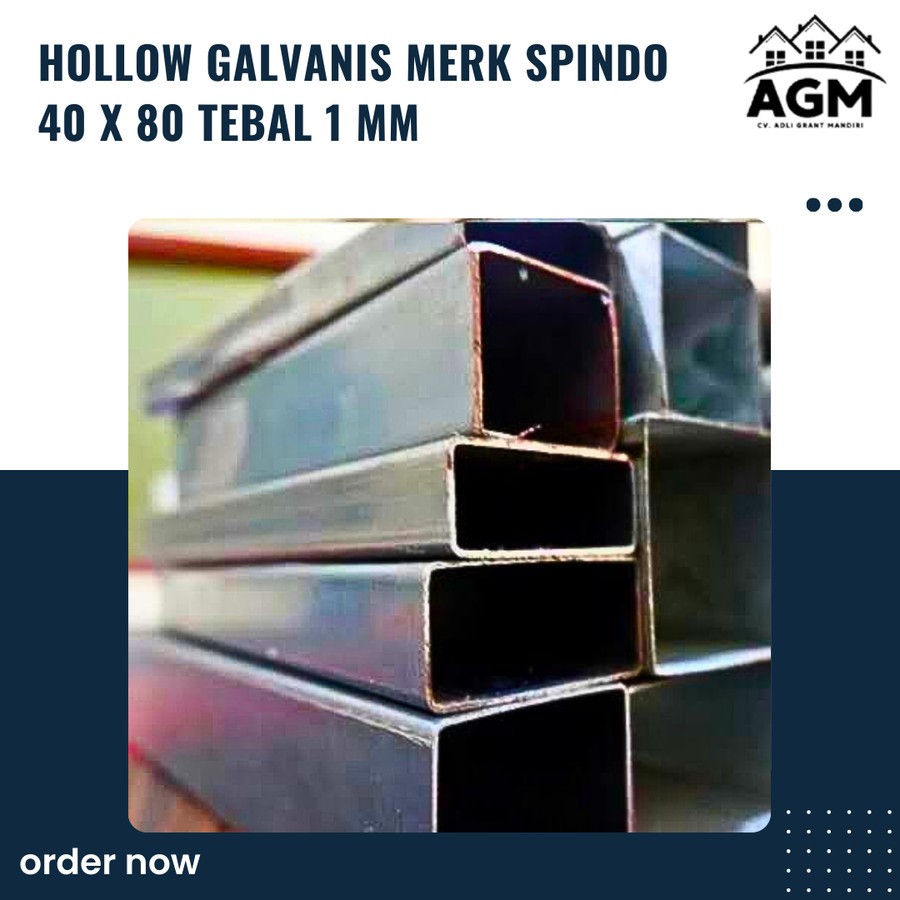 hollow galvanis merk spindo 40 x 80 tebal 1 mm