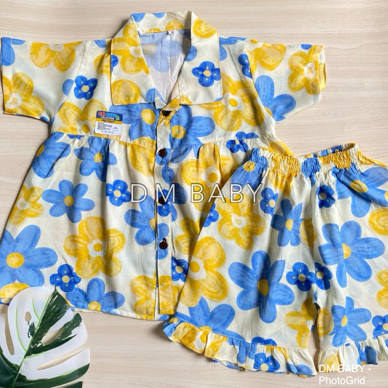 Setelan Rayon Anak 1-6 Tahun Anak Perempuan Dress Anak Perempuan Lengan Pendek One Set Rayon Bahan L