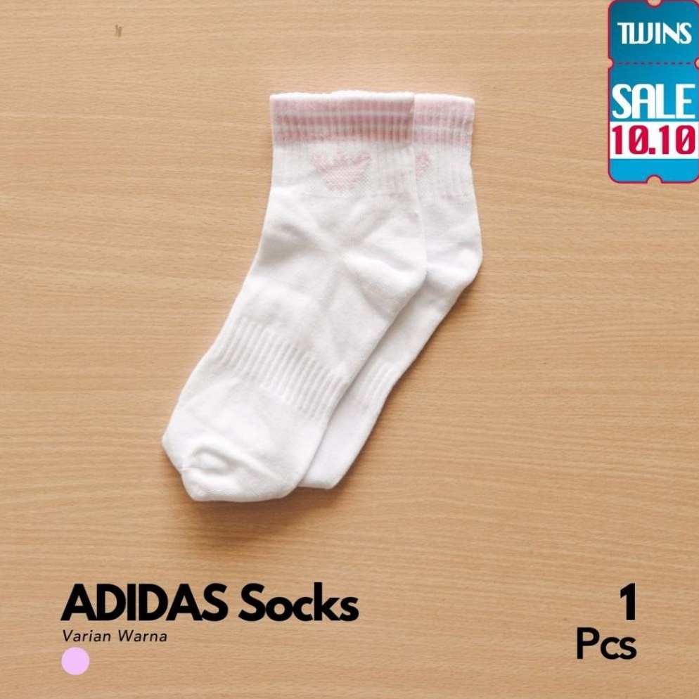 KODE C86B kaos kaki adidas putih pink 1psg