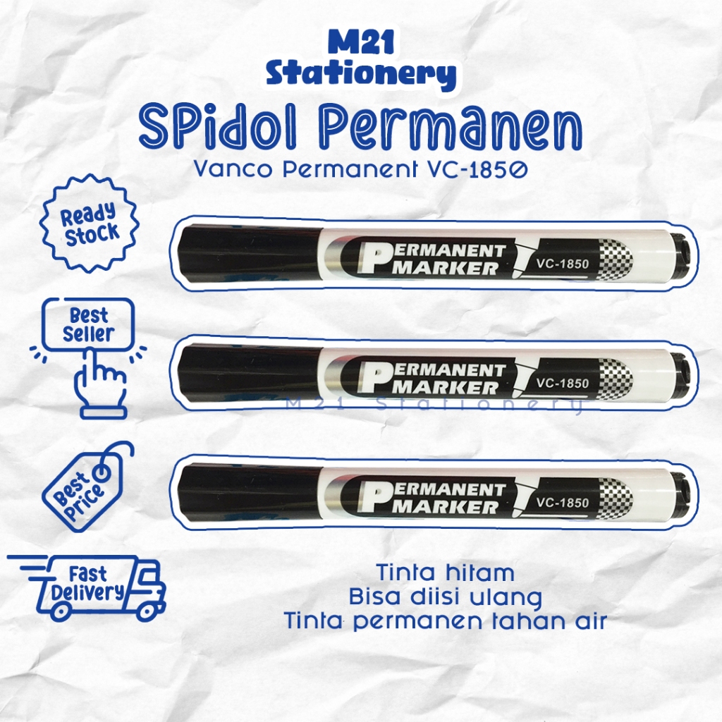 

(1 PCS) SPIDOL PERMANEN VANCO VC-1850 / VC1850 TINTA HITAM SPIDOL TINTA TAHAN AIR SPIDOL LEBAR PERMANENT TAHAN LAMA MARKER ALAT TULIS MURAH ALAT TULIS KANTOR ATK SEKOLAH KULIAH KAMPUS MURAH LENGKAP STATIONERY BUJO BOOK JOURNAL / M21 STATIONERY JOGJA