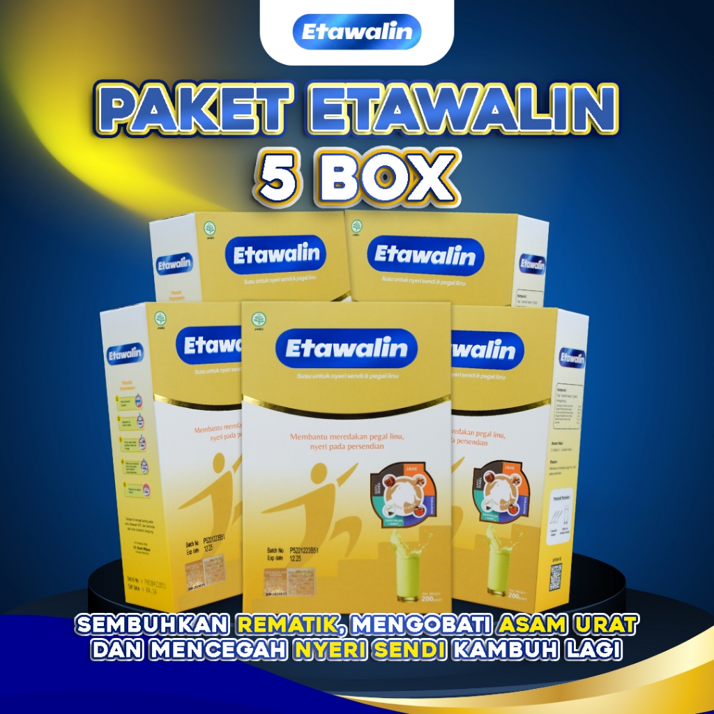 

PAKET 5 BOX ETAWALIN - SUSU HERBAL ETAWA ATASI ASAM URAT DAN NYERI SENDI ORIGINAL