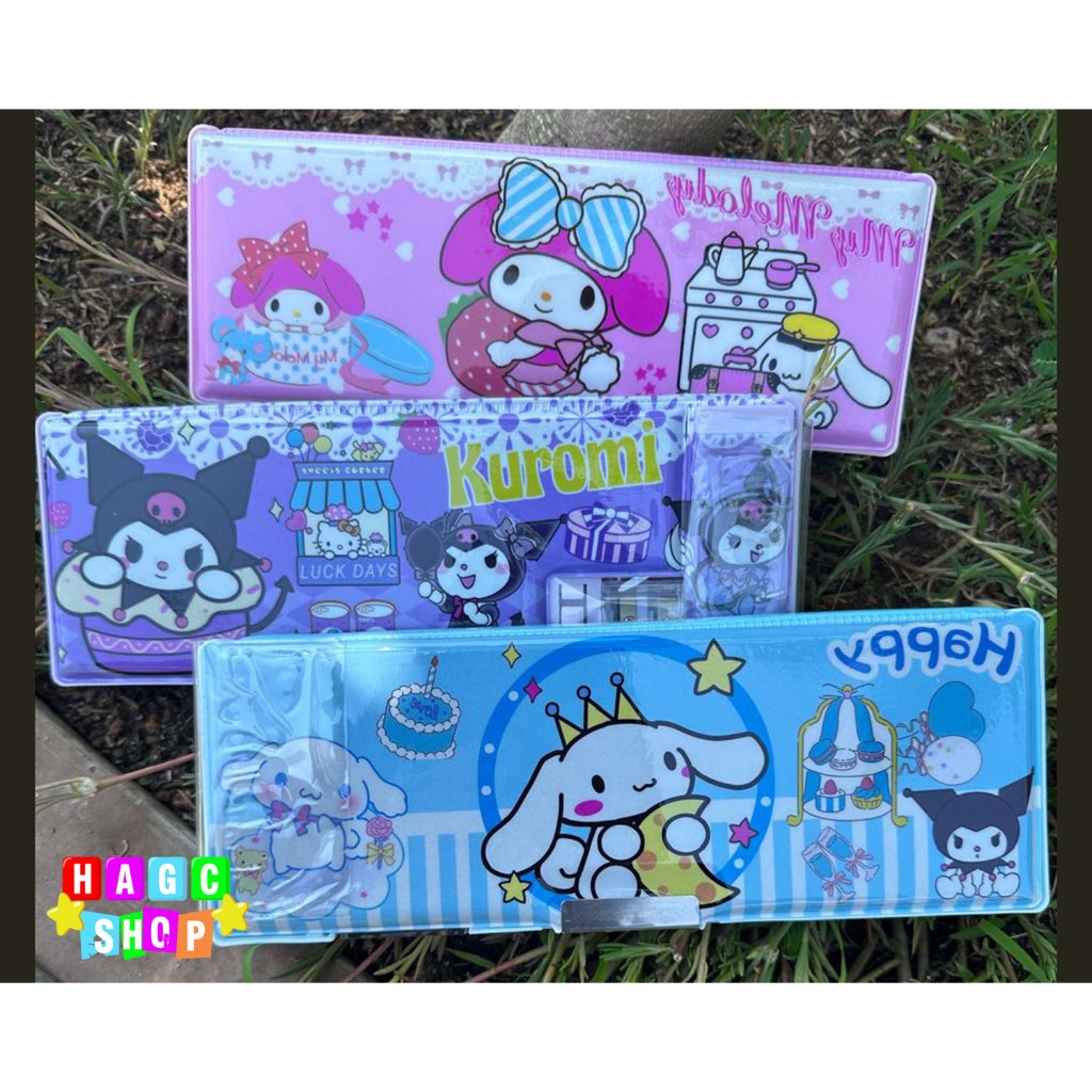 

Tempat Pensil Magnet Karakter 2 Sisi Kotak Pensil Magnet Karakter Dengan Rautan Mini Pensil Case Sanrio Kuromi Hologram Lucu