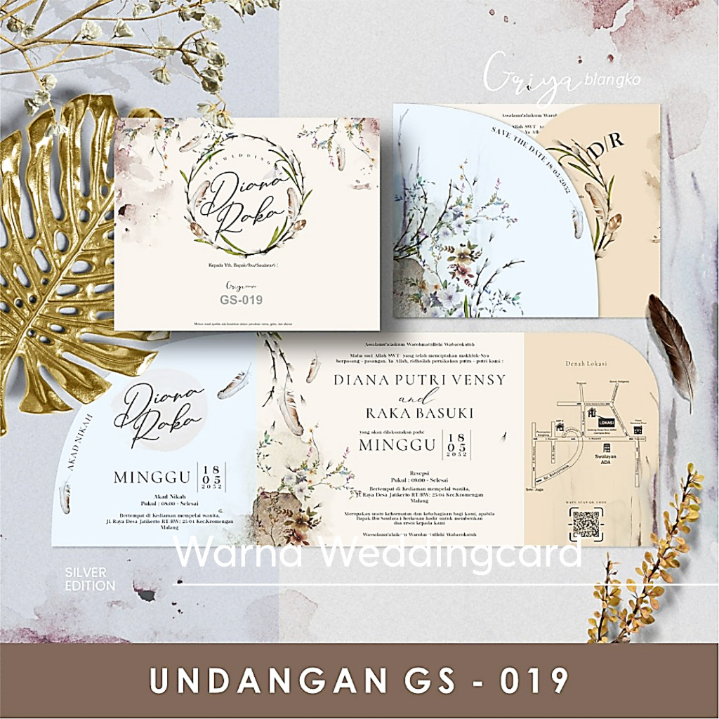 Undangan Pernikahan Murah Elegan GS 019 / Blangko Undangan Kosongan / Kertas Undangan Murah dan Berk