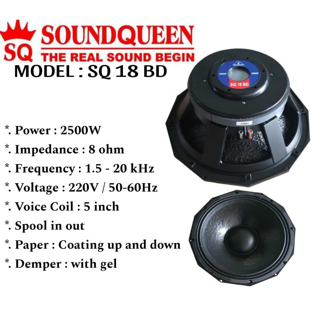 SPEAKER KOMPONEN 18BD 18 INCH speaker soundqueen 18 BD 18inch