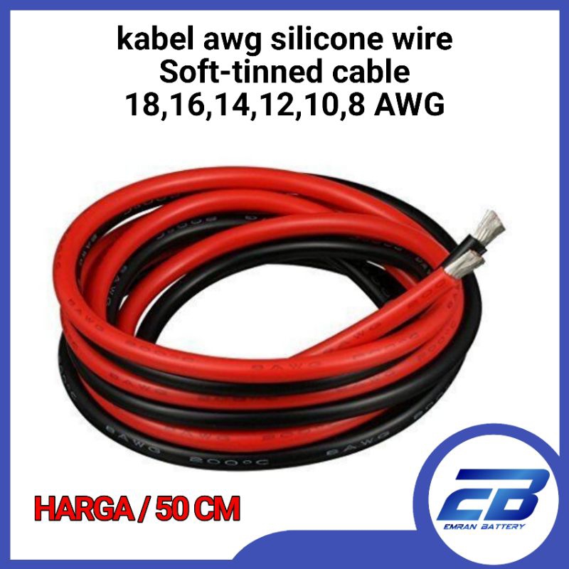 18 16 14 12 10 8 awg silicone wire lentur & tahan panas kabel untuk baterai pack