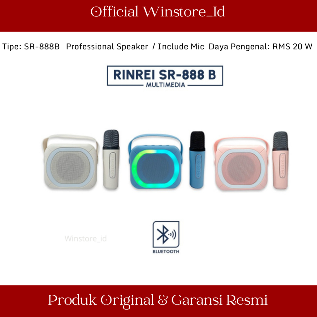 SPEAKER PORTABLE SPEAKER BLUETOOTH SEAKER KARAOKE RINREI 888B