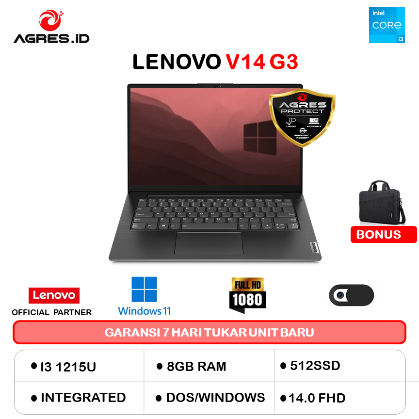 LENOVO V14 GEN 3 IAP CORE I3 1215U 8GB 512SSD 14 INCH NON-WINDOWS LAPTOP GAMING MURAH -CBID/H3ID