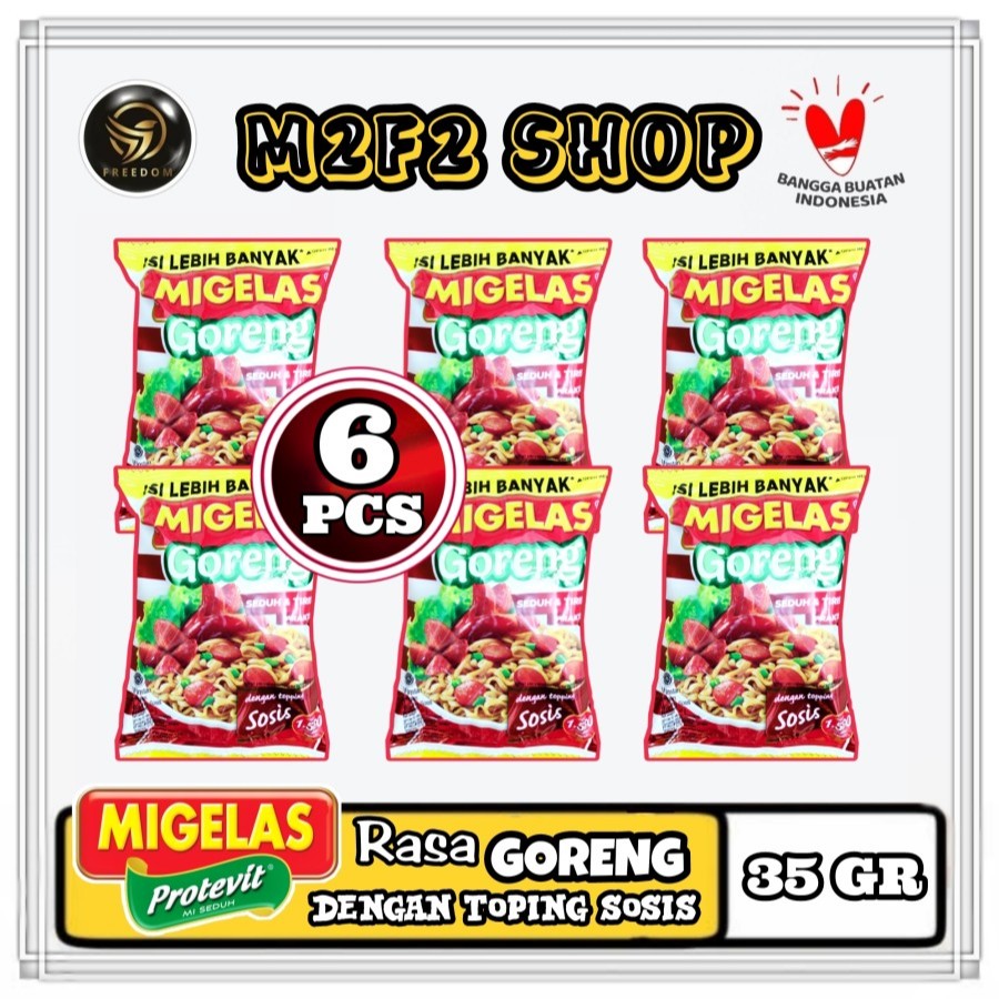 

MIGELAS Protevit Mie Gelas Seduh Mie Goreng Rasa Original Sachet - 35 gr (Kemasan 6 Pcs)