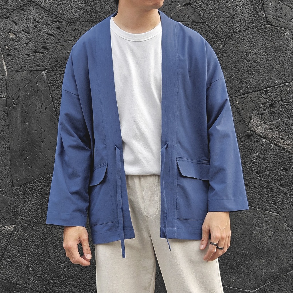 UFORMELL Shinoda Oversized Casual Kimono Sapphire Blue [ Kimono Casual Pria ]