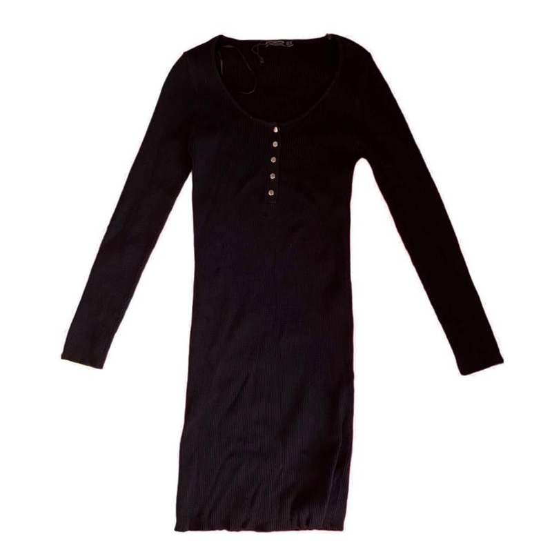 (Preloved) Stradivarius Bodycon Dress Long Sleeve (Rib Knit)
