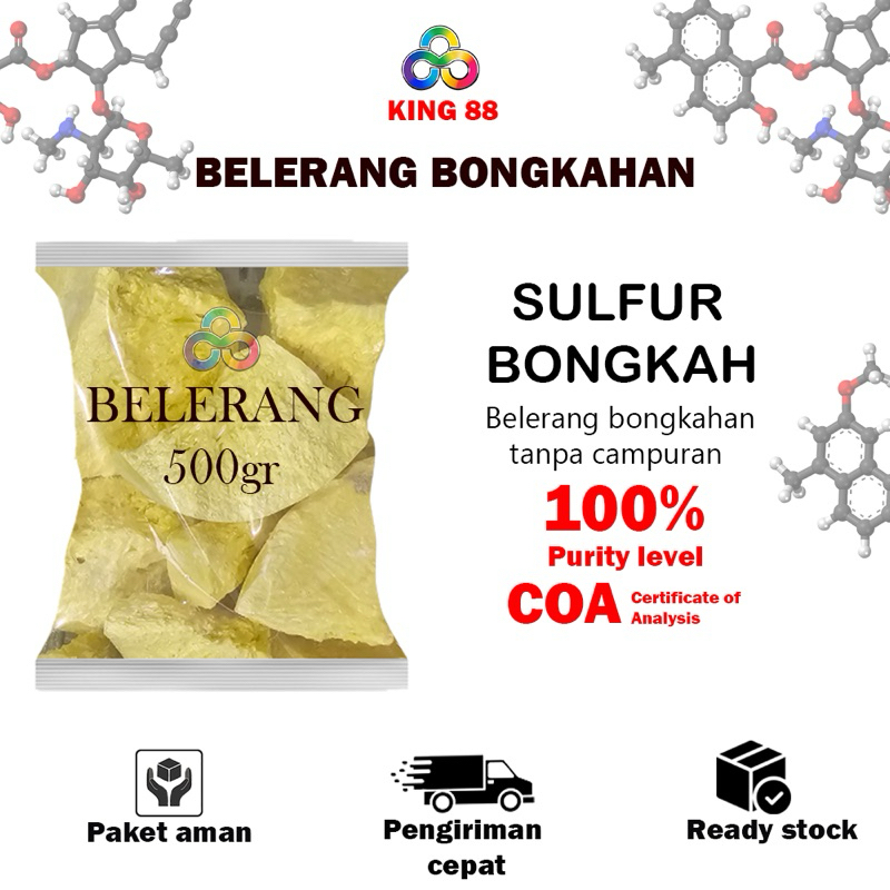 Belerang Bongkahan 500gram / Belerang Sulfur / Sulfur Bongkahan / Belerang 99.8% /Bongkahan Murah