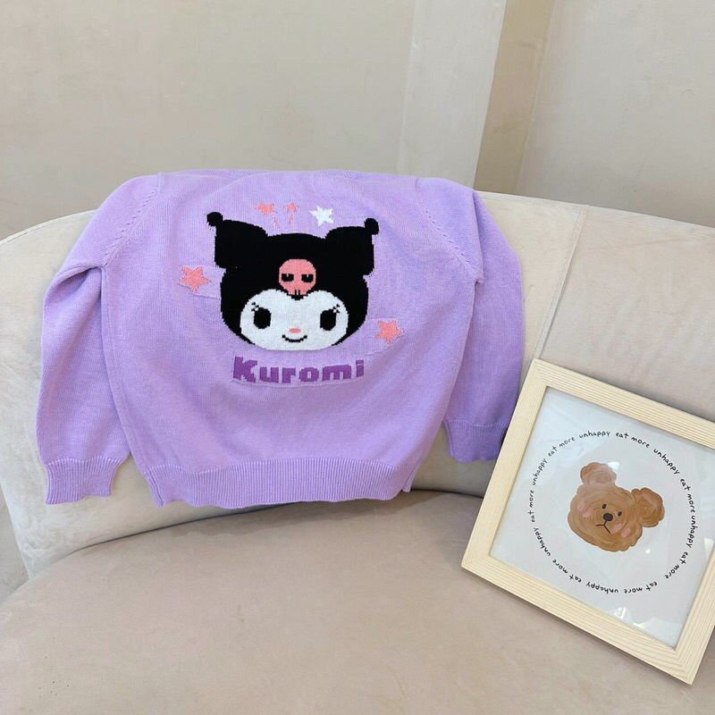 sanrio knit cardigan anak rajut kuromi melody cinnamoroll