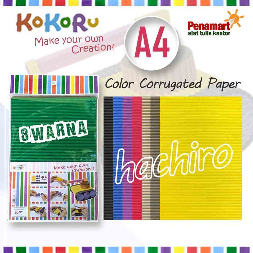 

Kokoru Kertas Bergelombang Isi 8 Lembar dan Warna Ukuran A4 (D0803)