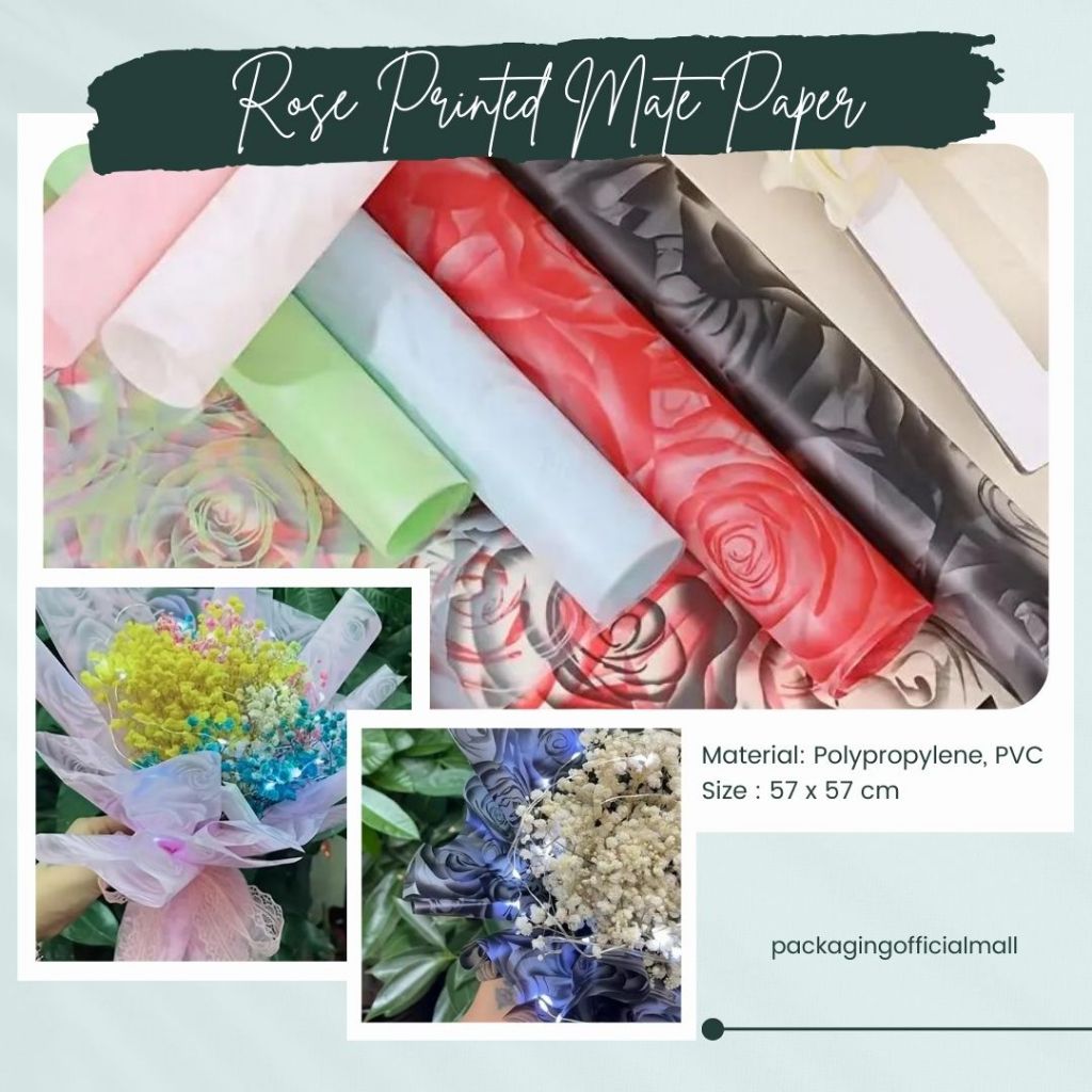 

ROSE PRINTED MATE PAPER / CELLOPHANE / FLORIST PAPER / KERTAS BUKET BUNGA / WRAPPING WRAPPER