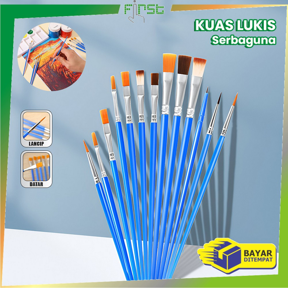 

FH-A98 Kuas Lukis Cat Air Paint Brush Nilon Ujung Pointed dan Flat / Kuas Kecil Lancip Datar Art Brush Cat Minyak Akrilik