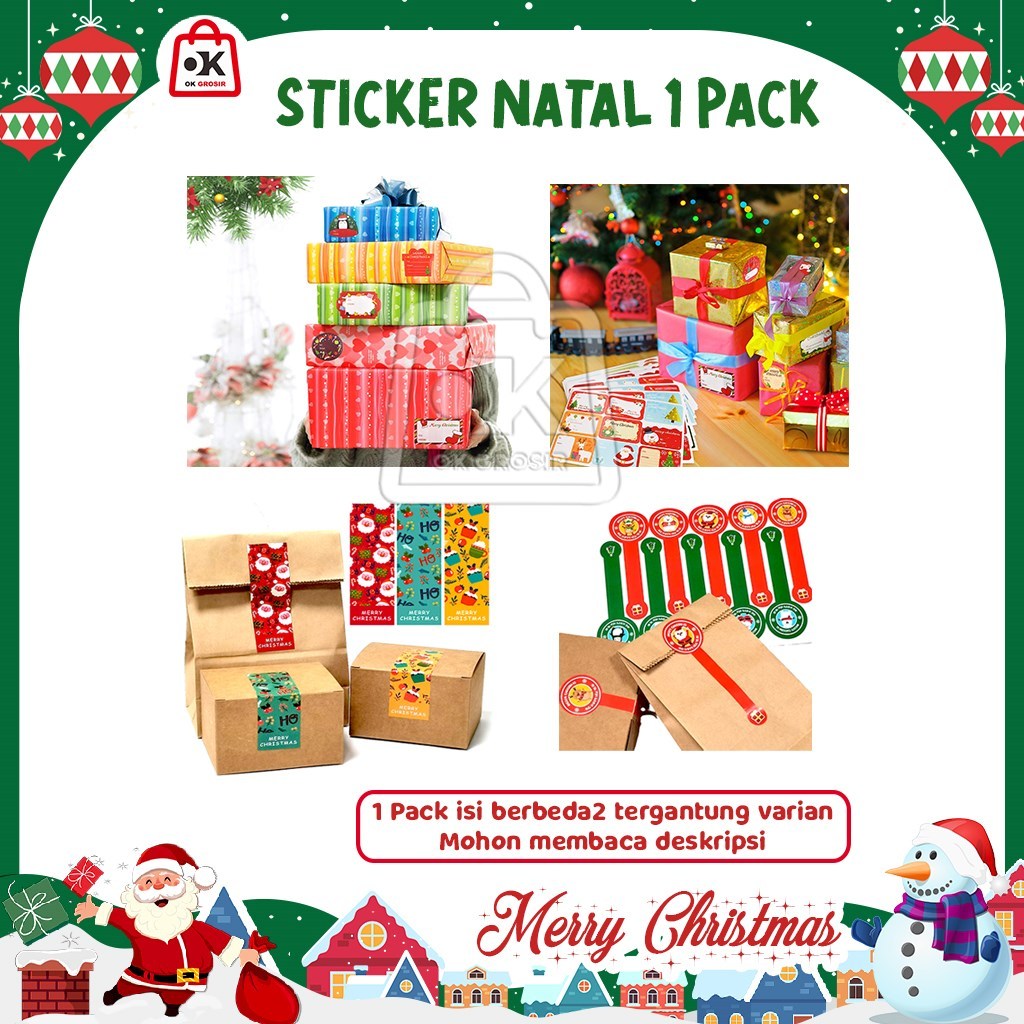 

Sticker Label Natal Merry Christmas Hiasan Box Toples Amplop (1 Pack)