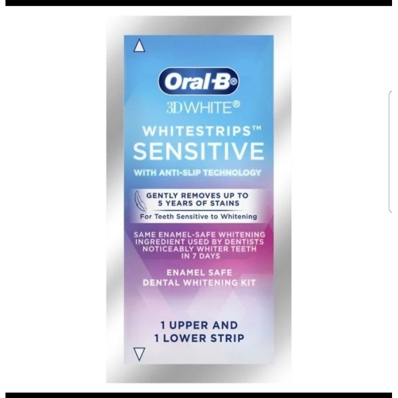 ORAL B 3D White Strips SENSITIVE . Pemutih gigi untuk gigi Sensitif