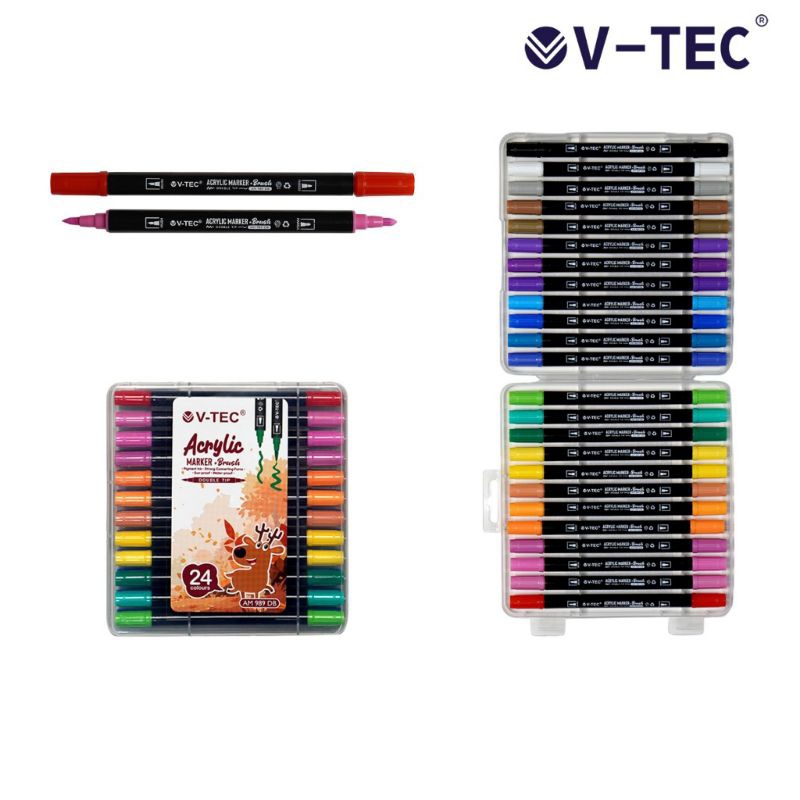 

V-TEC Acrylic Marker+Brush Pen AM 989 DB (24 Colour)