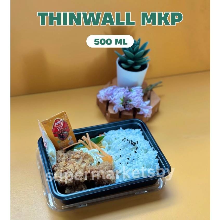 Thinwall Bento 500 ml + Tutup Tanpa Sekat @ 25 pcs