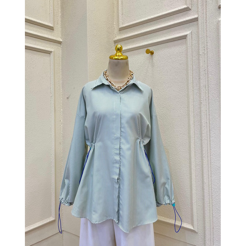 Muqna.co Strippy Shirt | Kemeja Katun Salur | LD 120cm