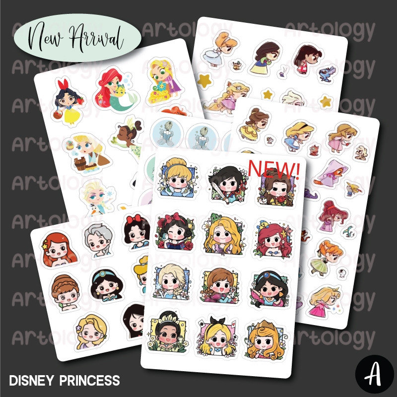 

Sticker Set Cute Chibi Disney Princess Planner DIY Jurnal Koper Bullet Journal Cinderella Snow White Jasmine Ariel Belle Elsa Anna The Little Mermaid