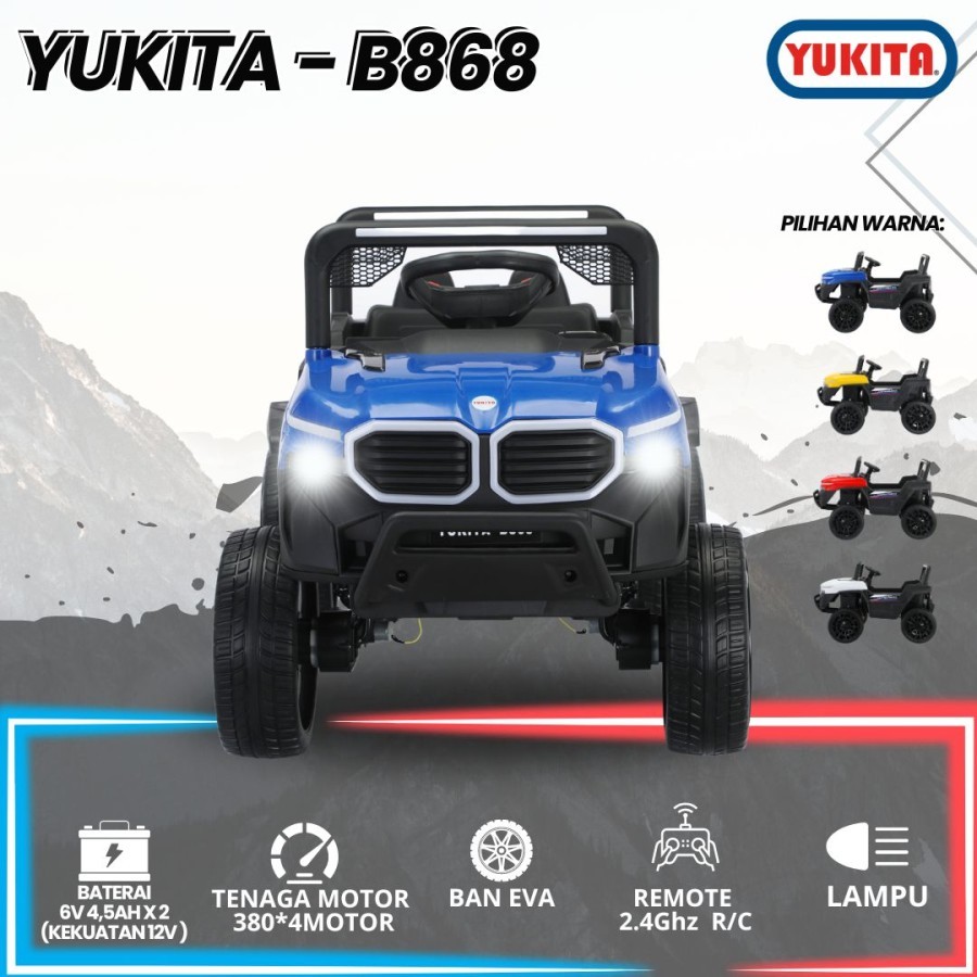 Mainan Mobil Aki Jeep Anak Yukita B868 Ban Karet - Kuning