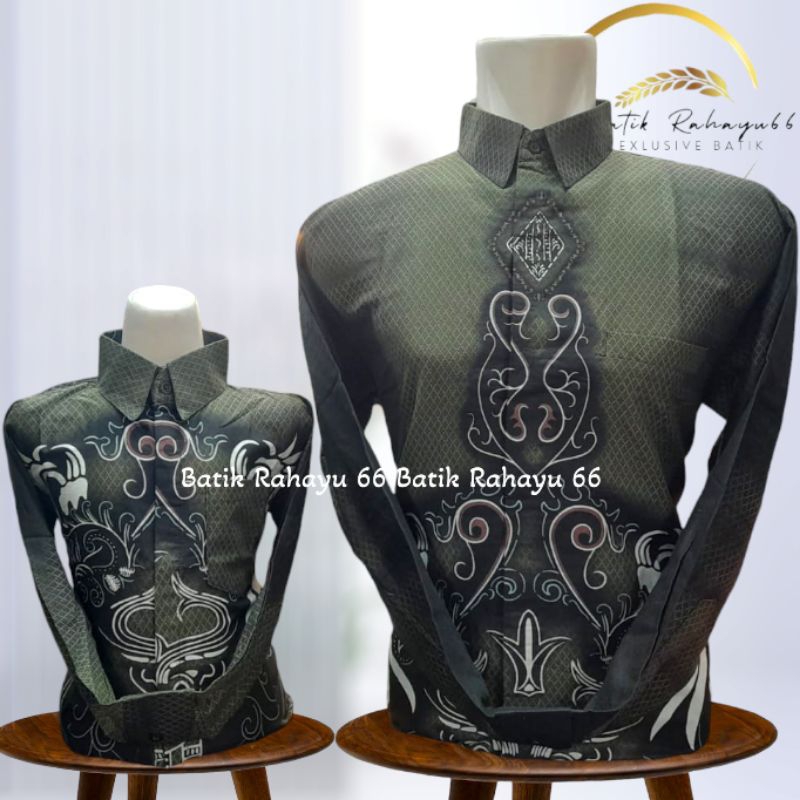 ✅COD✅Batik couple ayah anak laki2, batik pasangan ayah anak hijau army Bk102