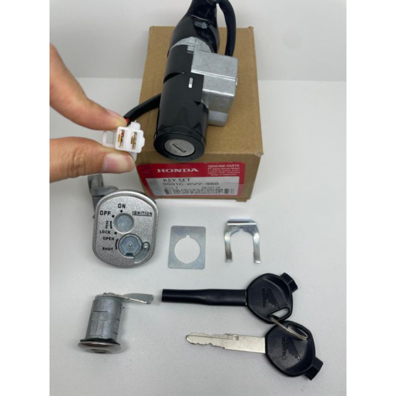 kvy kunci kontak assy set+kunci jok motor beat lama-beat karbu