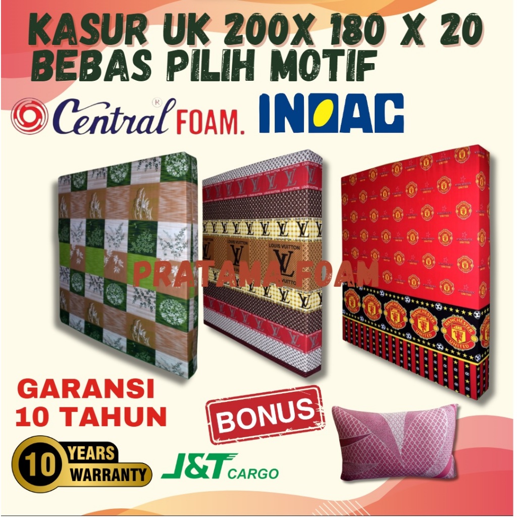 KASUR BUSA INOAC - CENTRAL FOAM UKURAN 200x180x20 FREE MOTIF