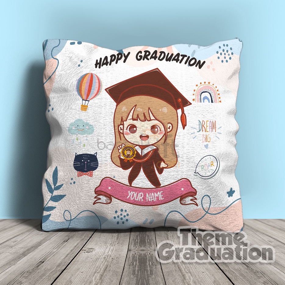 Kado Wisuda Bantal Custom Karakter Cewek  Couple  Graduation  Gift Wisuda KODE F8L7