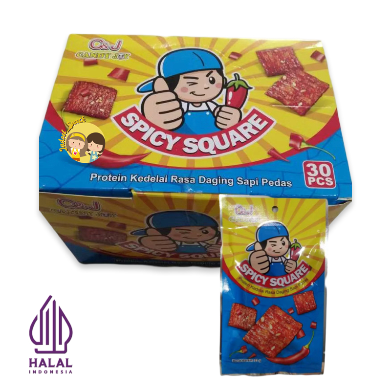 

Grosir - SQUARE SPICY LATIAO 30 X 23 Gr Rasa Sapi Pedas Protein Kedelai by Jadoel_Snack