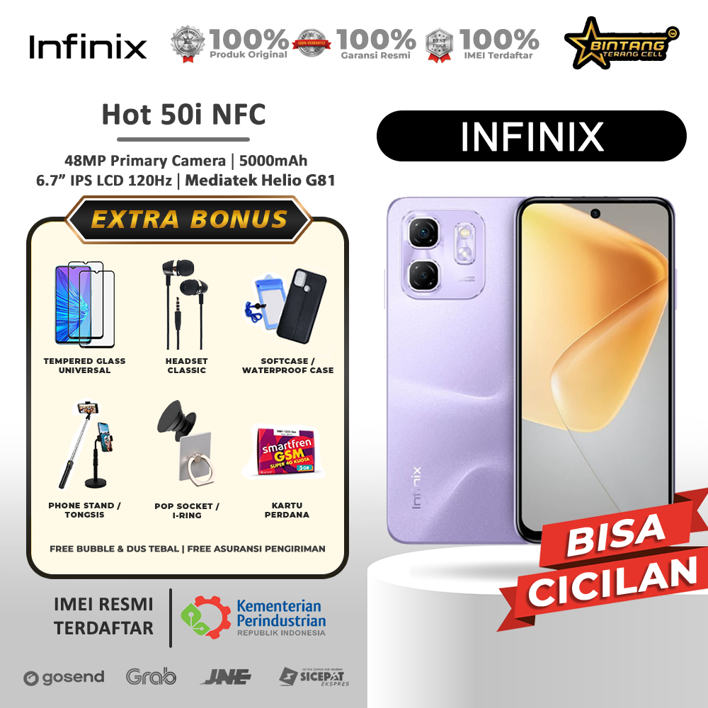 Infinix hot 60i NFC ram 8/256Gb hot60i- hot 50i NFC ram 6/128Gb hot50i garansi resmi