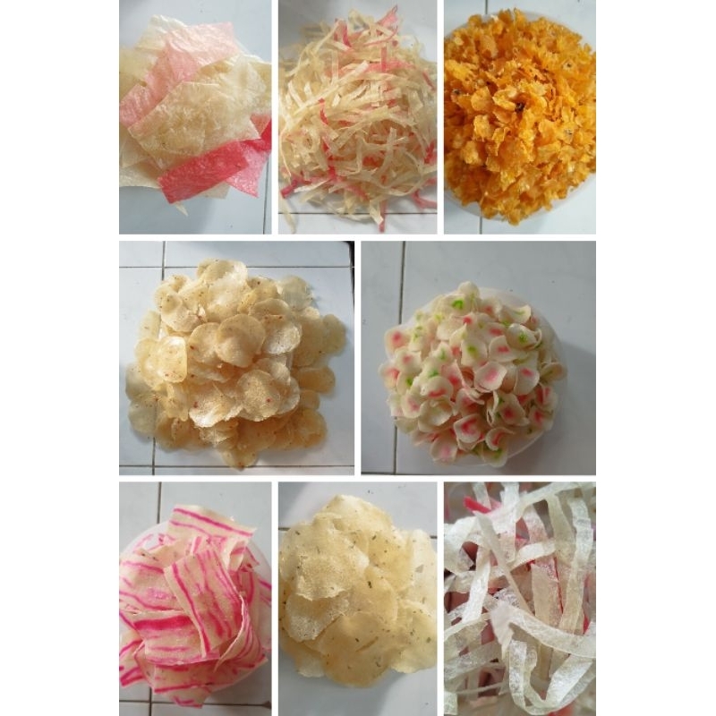 

Krupuk Singkong serba 5000 (krupuk singkong, sermier, lurik, emping jagung)